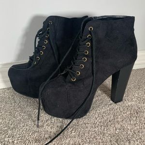 Speed Limit 98 Black Platform Boots, Chunky Lita Boots